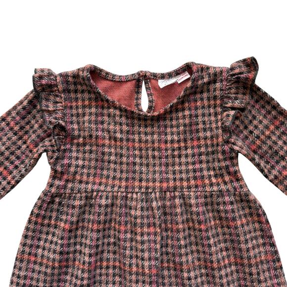 Zara Plaid Fleece Ruffle Dress Size 4-5y - Picture 2 of 4